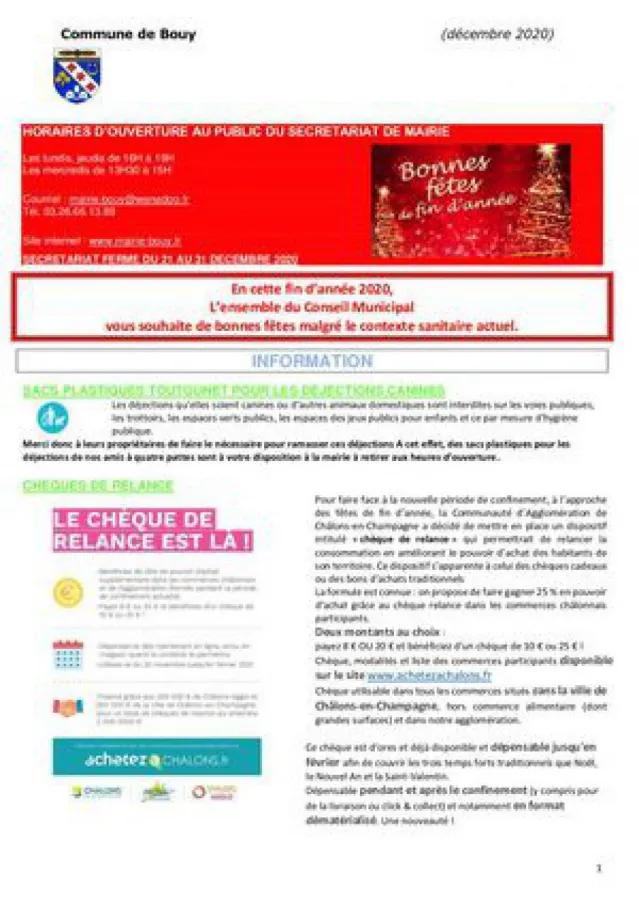 Bouy - Bulletin communal - décembre 2020