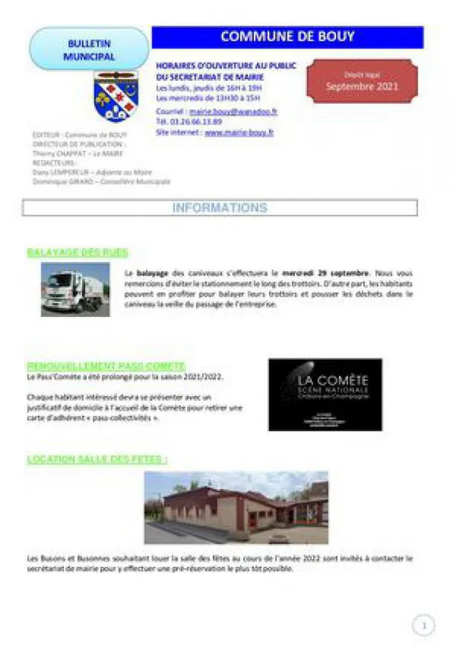 Bulletin municipal - Bouy Septembre 2021