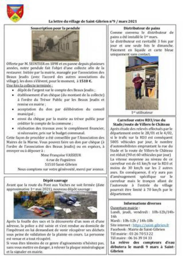 Lettre Du Village De Saint Gibrien Mars 2021