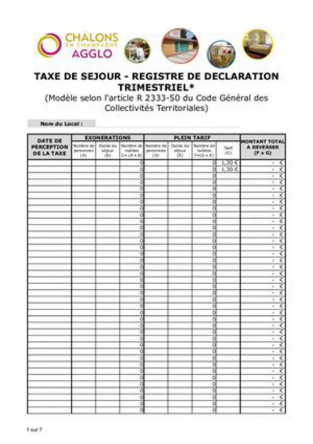 Etablissements Classés - Registre Taxe de séjour