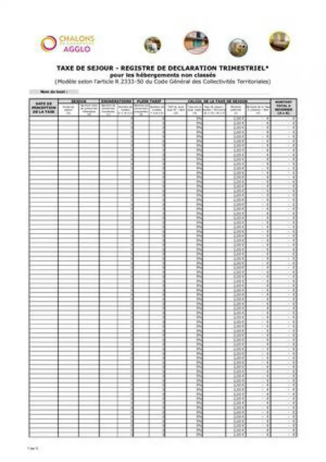 Etablissements Non Classés - Registre Taxe de séjour