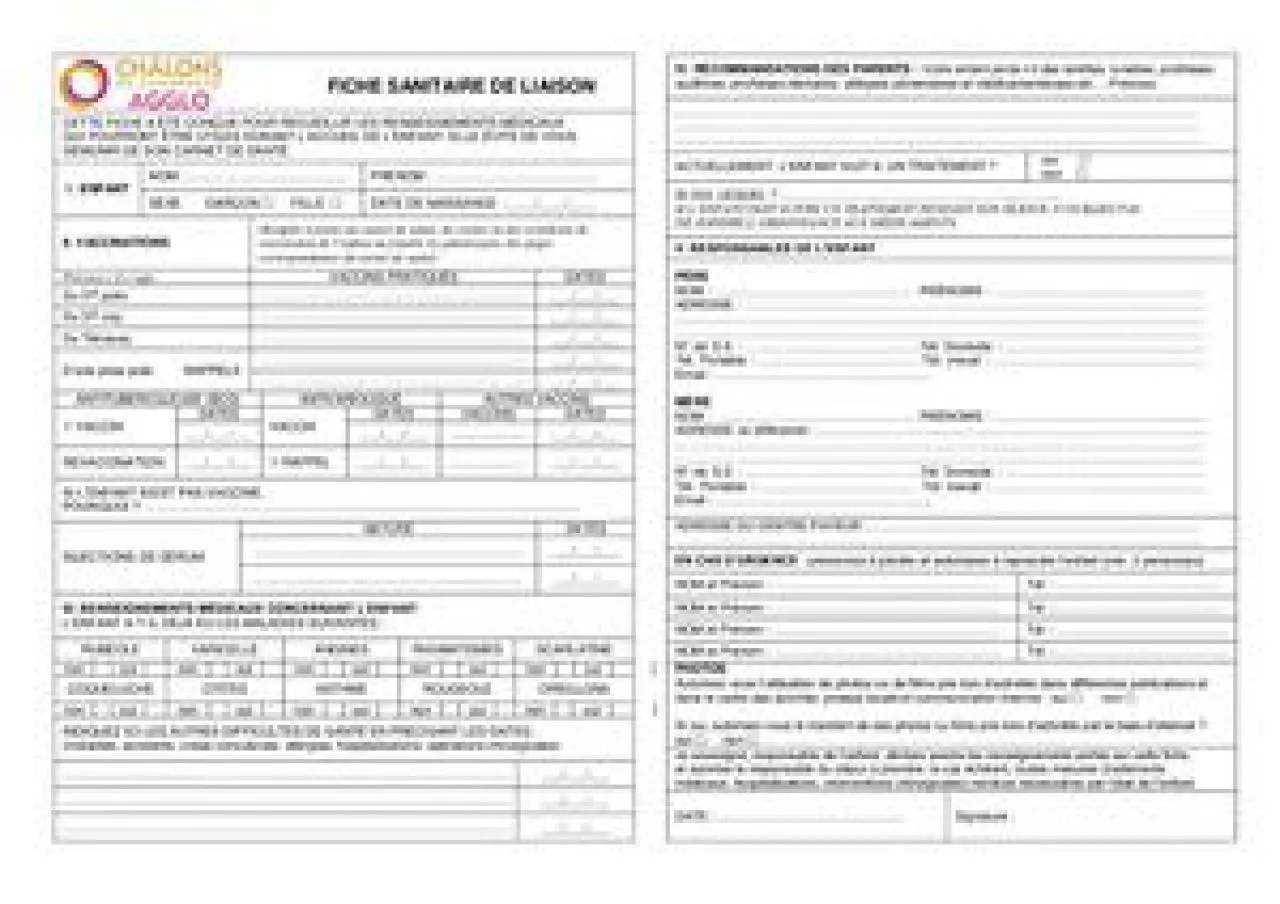 Fiche Sanitaire 2019 2020