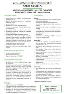 Offre d\'emploi - Adjoint administratif - Assistant service à la population (H/F) -Mairie De Fagnières