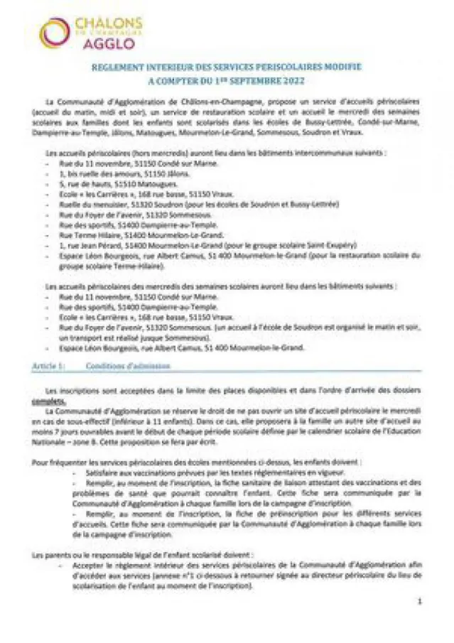 Règlement Intérieur - Périscolaire