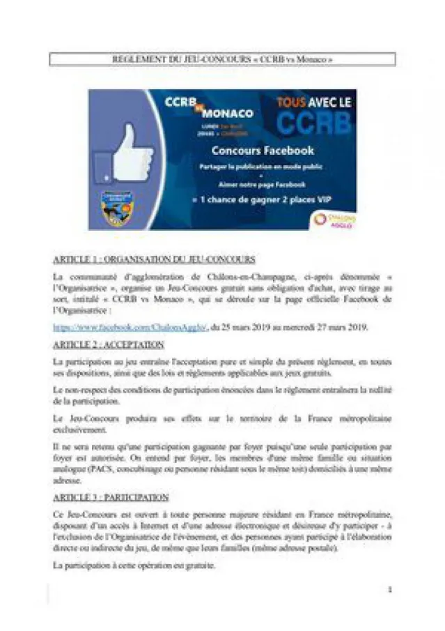 Règlement Jeux Concours Ccrb Monaco