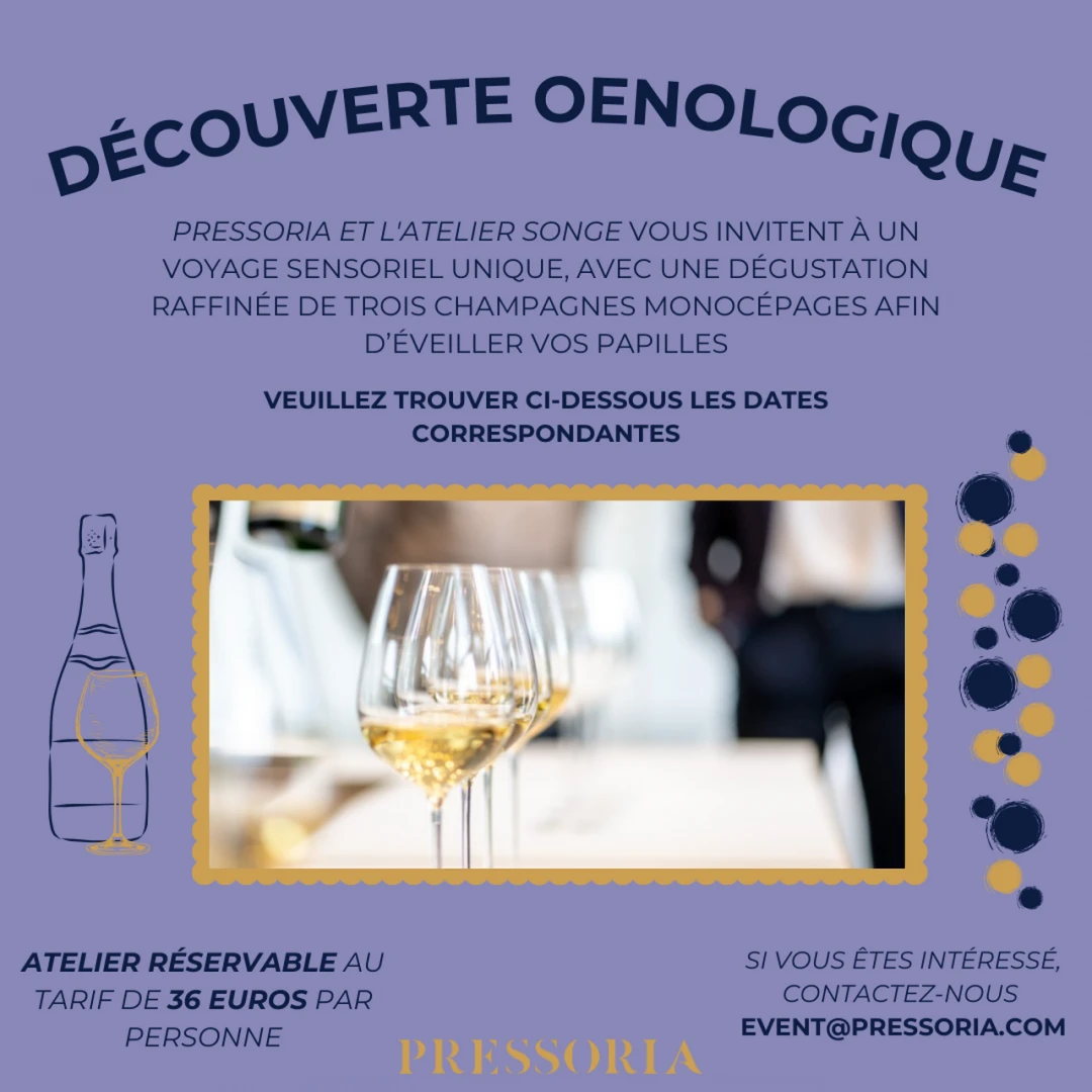 Atelier de dégustation Champagne(s) - 3 champagnes monocépages